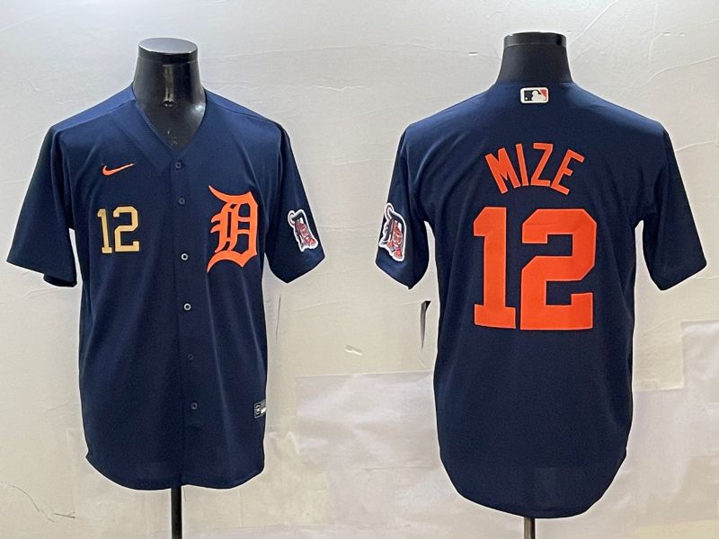 Men Detroit Tigers 12 Mize Drak Blue Game 2025 Nike MLB Jersey style 2